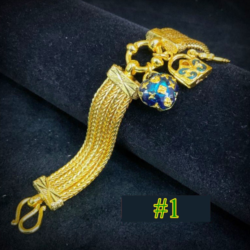 Thai Gold 24k Solid Bracelet Yellow Chain Pendant 3 Baht Jewelry Women 15 – 20cm