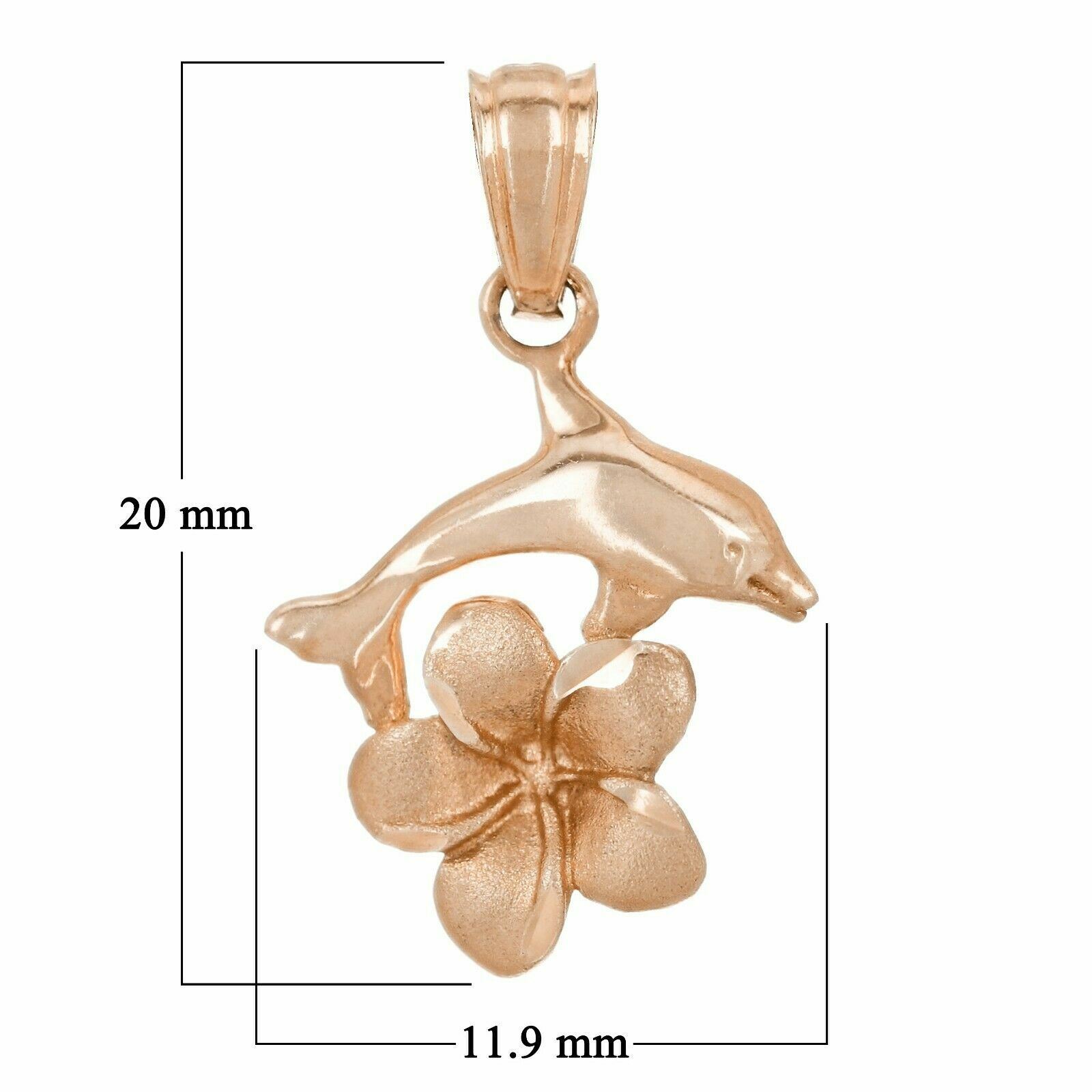 14k Rose Gold Dolphin Hawaiian Plumeria Flower Pendant 0.8 gram