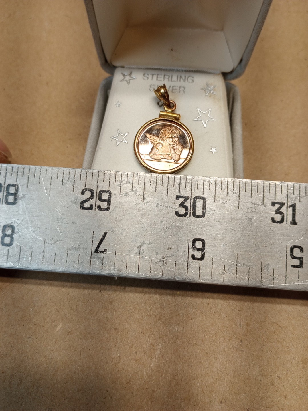 Vintage .925 Sterling Silver Solid Polished Angel Figure Pendant and Gold Plate