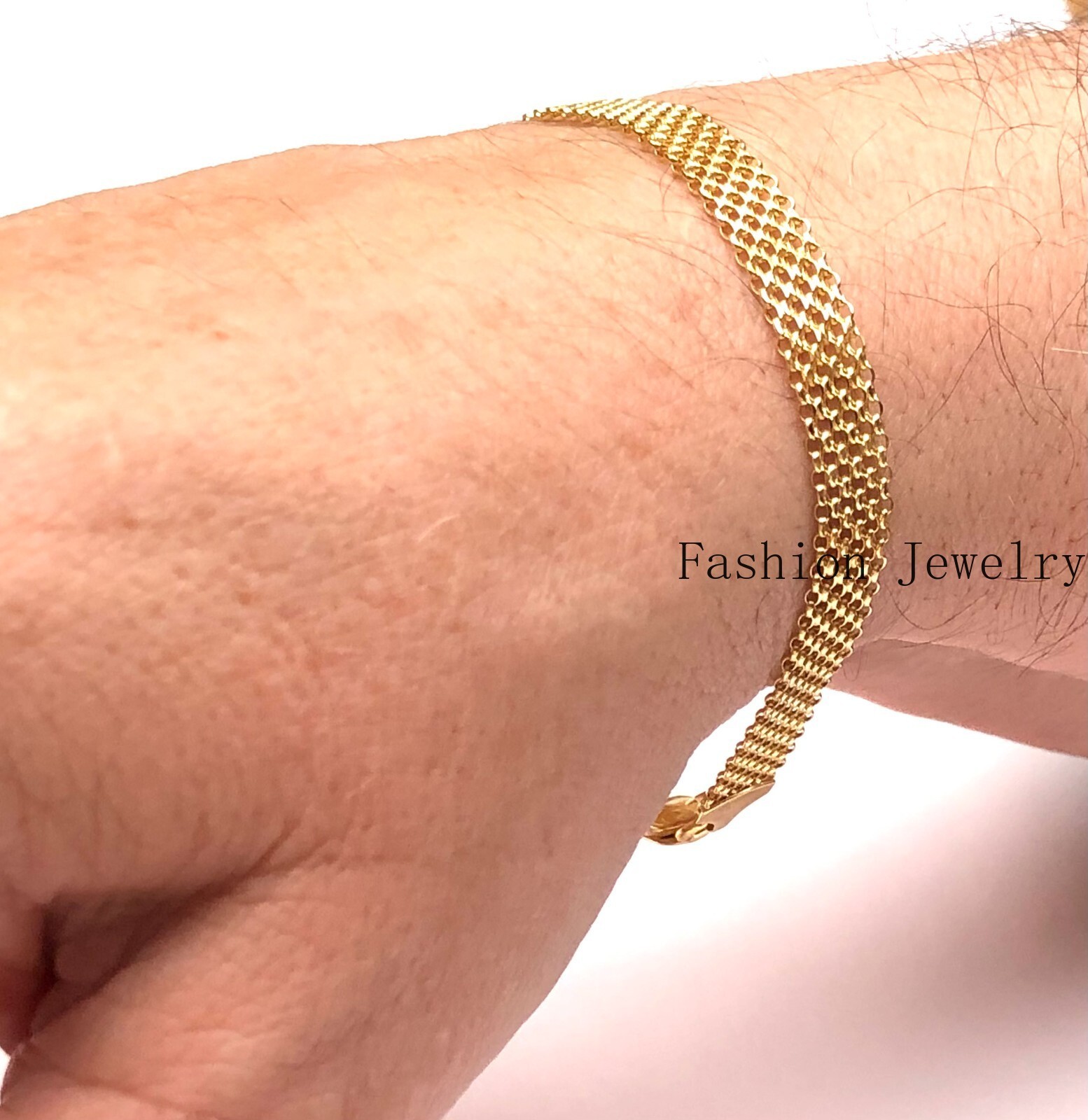 14k Yellow Gold 7.25″ Fashion Bismark Link Chain Bracelet 7MM 3Grams