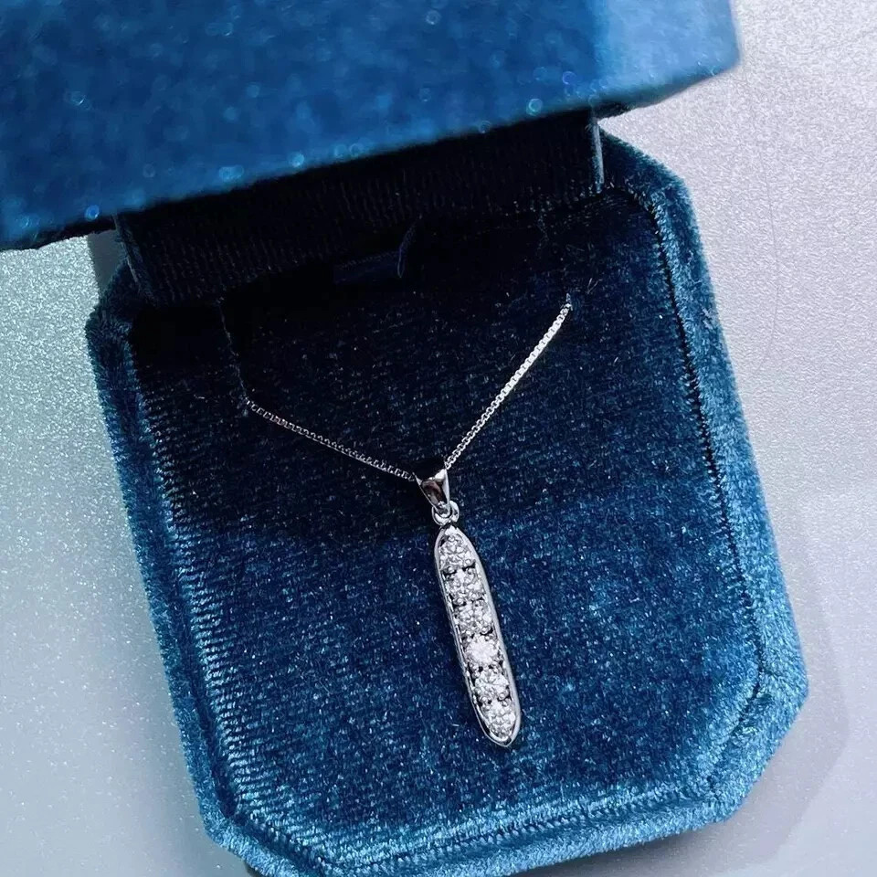 1.50 CT Round Cut Real Moissanite Women’s Journey Pendant 14K White Gold Plated