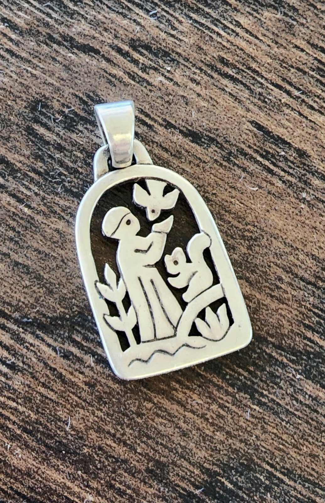 Retired James Avery Sterling Silver St. Francis Loves The Animals Pendant