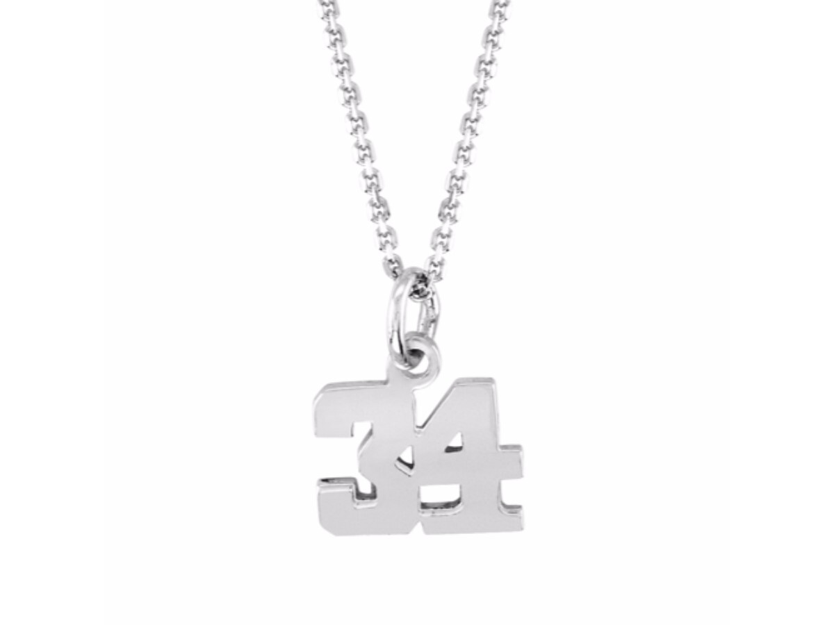 Personalized Number Pendant Necklace 10mm Sterling Silver or Yellow Gold Plated