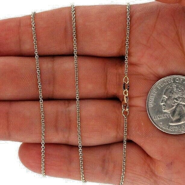 Solid 18K Yellow Gold 1.5mm Cable Chain Necklace 16″ 18″ 20″ 22″ 24″