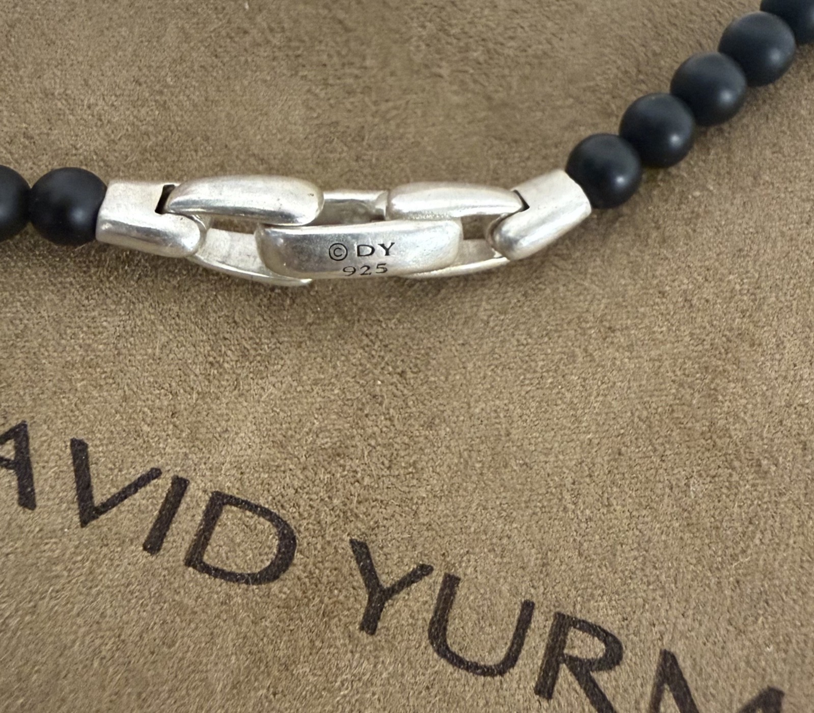 David Yurman .925 Sterling Silver Beads Black Onyx 4mm Necklace 26″