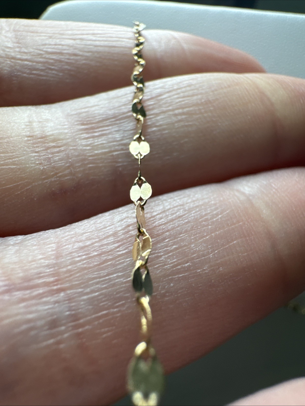10K Yellow Gold Mirror Link Chain 20″ 2mm Italy Sparkle Fancy Link NWOT