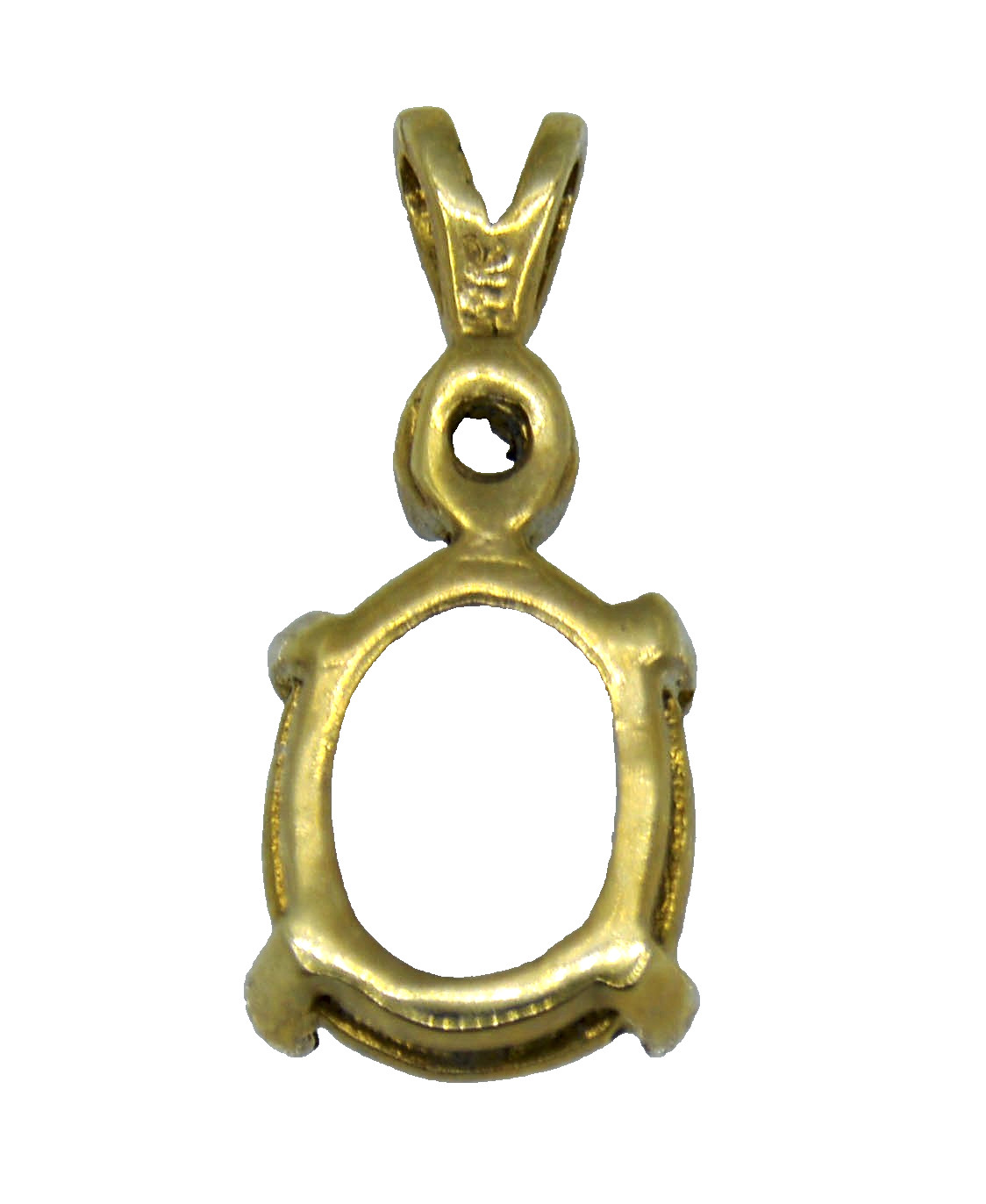 14k Solid Gold Semi Mount 4 Prong Pendant 10 x 8 mm Oval New