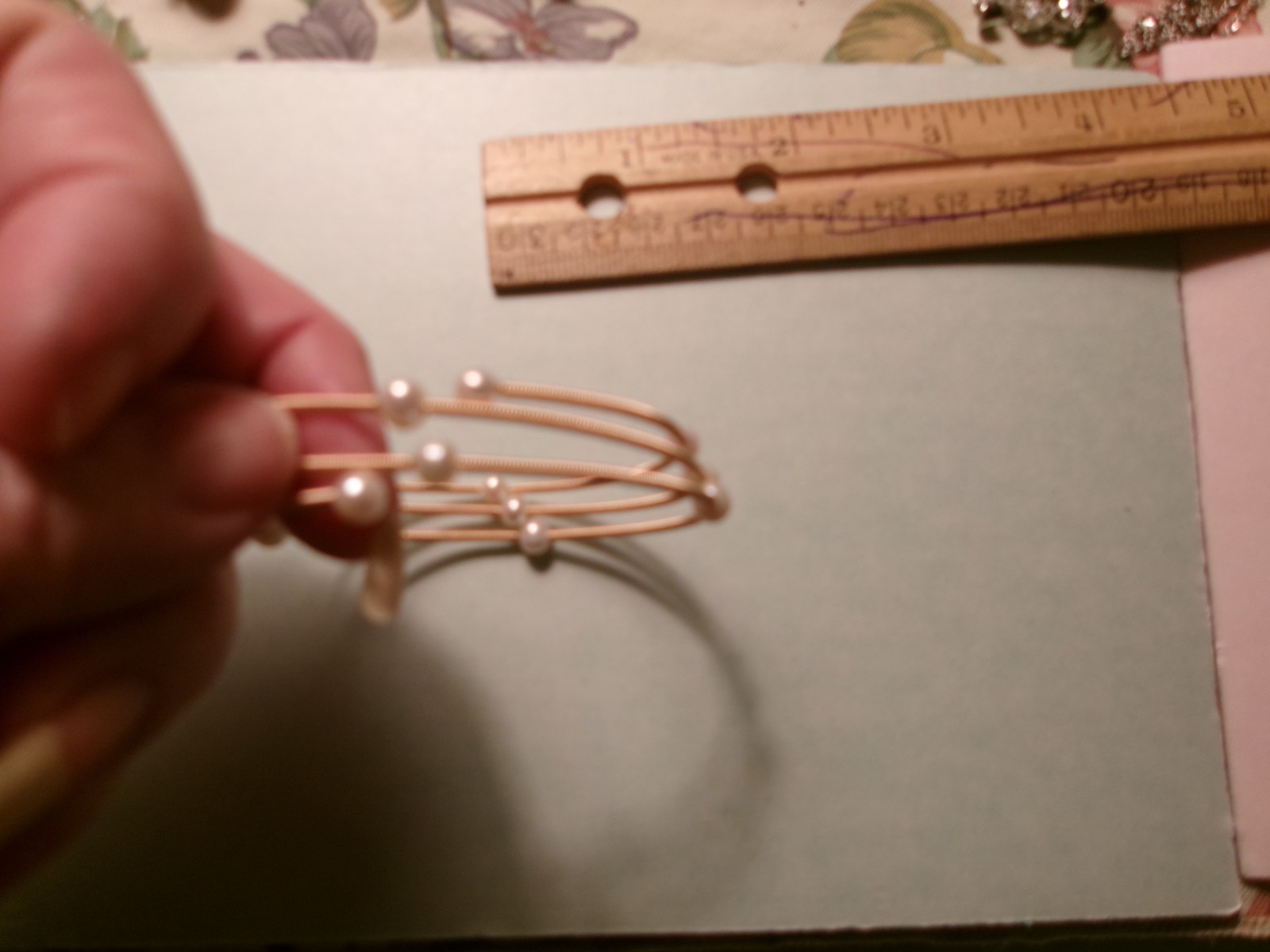 PEARL BRACELET FITS ALL GOLD WIRE WRAP AROUND WRIST TINY PEARLS