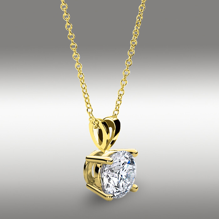 1.5 Ct Round Cut GRA Moissanite Pendant 16+2 Solid 14k Yellow Gold Necklace Gift