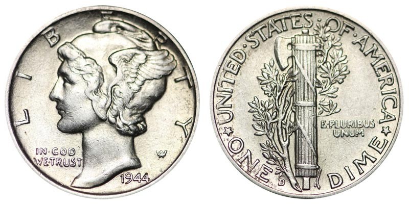 Mercury Dime Coin Bezel Gold Filled Coin Edge Pendant