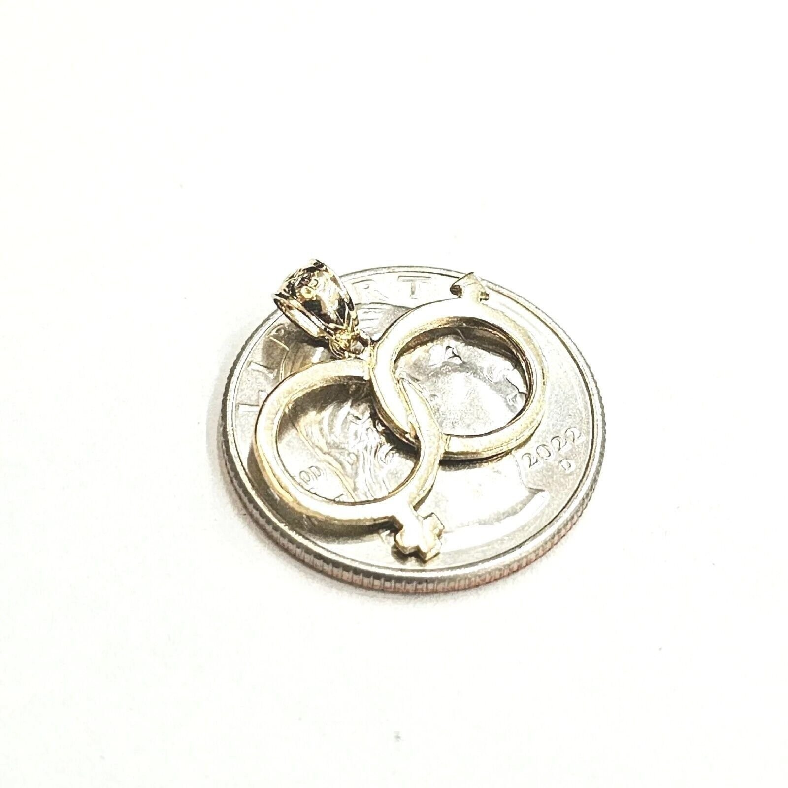 14k yellow Gold male female gender sign symbol Pendant charm fine jewelry 1.4g