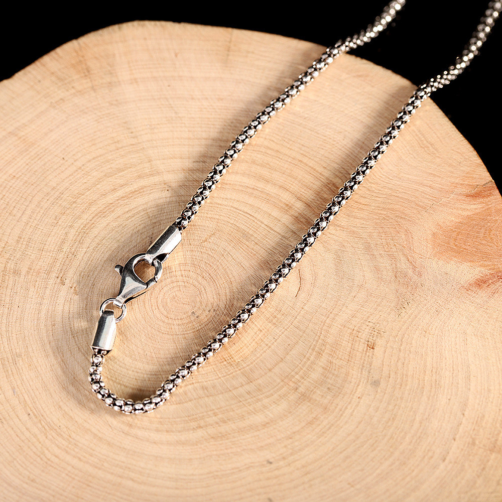 Pure 925 Sterling Silver Chain Men Women 1.5-2.5mm Popcorn Link Necklace 16-28in