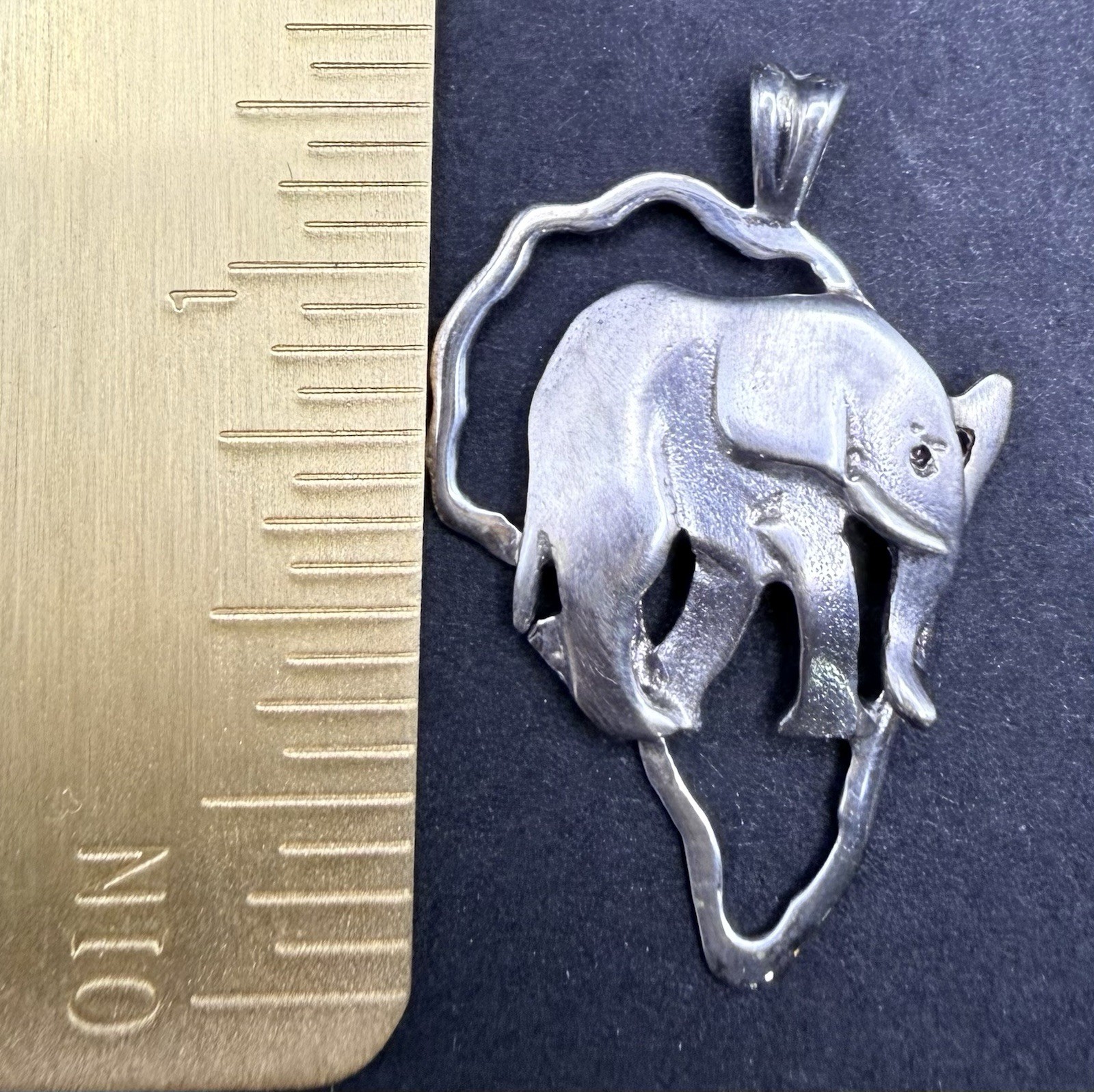 Vtg 925 Sterling Silver Elephant Pendant Openwork Safari Animal 1.5” S3
