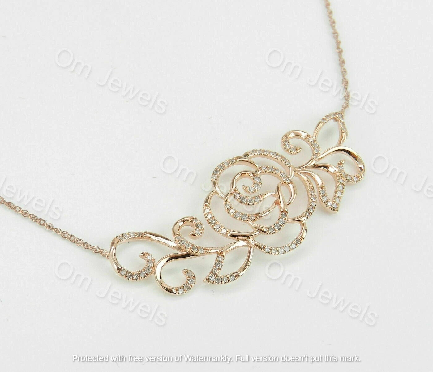 0.50Ct Round Cut Diamond Flower Pendant Necklace 18″ Chain 14k Yellow Gold Over