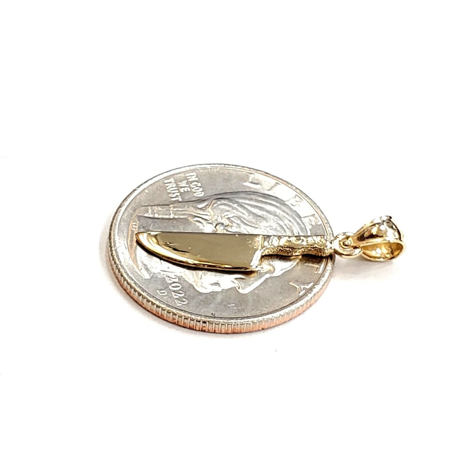 14k yellow Gold solid 3D kitchen utensil knife Pendant charm fine jewelry 1.1g