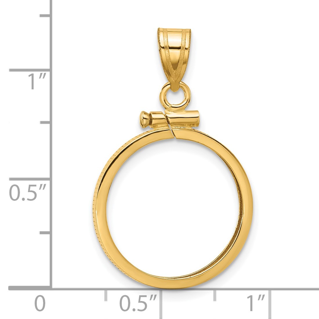 14k Yellow Gold 17.8mm Polished Screw Top Coin Bezel Pendant