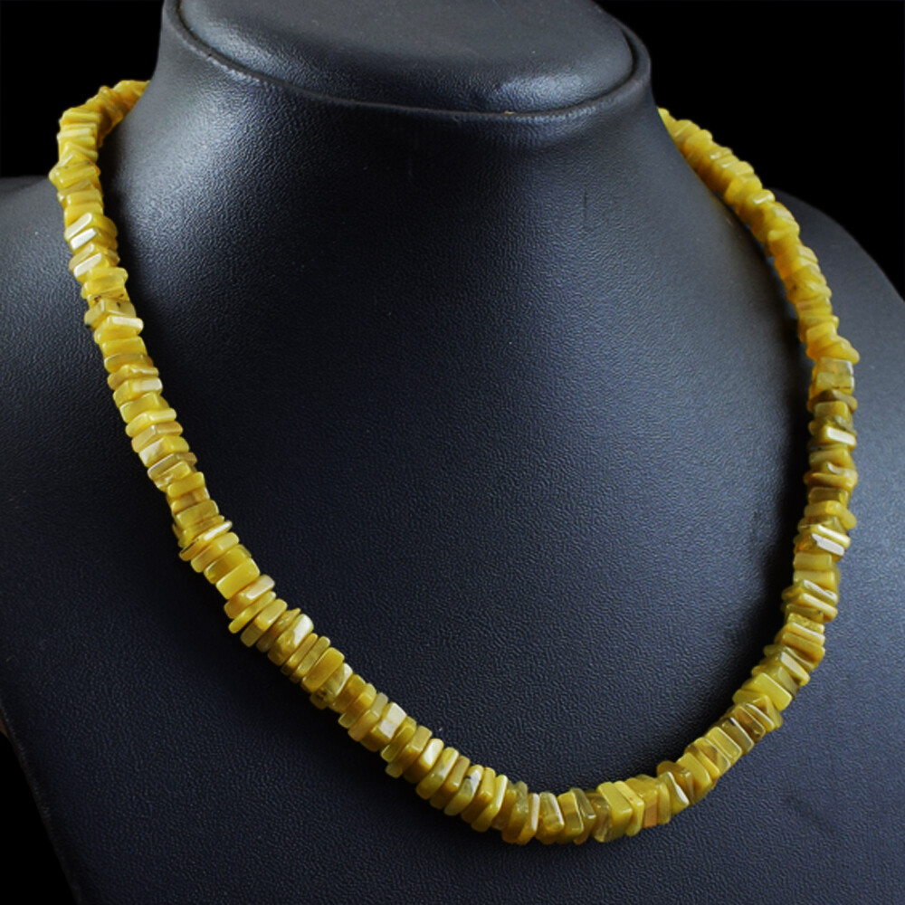 Single Strand 165.00 Cts Natural Yellow Agate Heishi Beads Necklace NK 20E92
