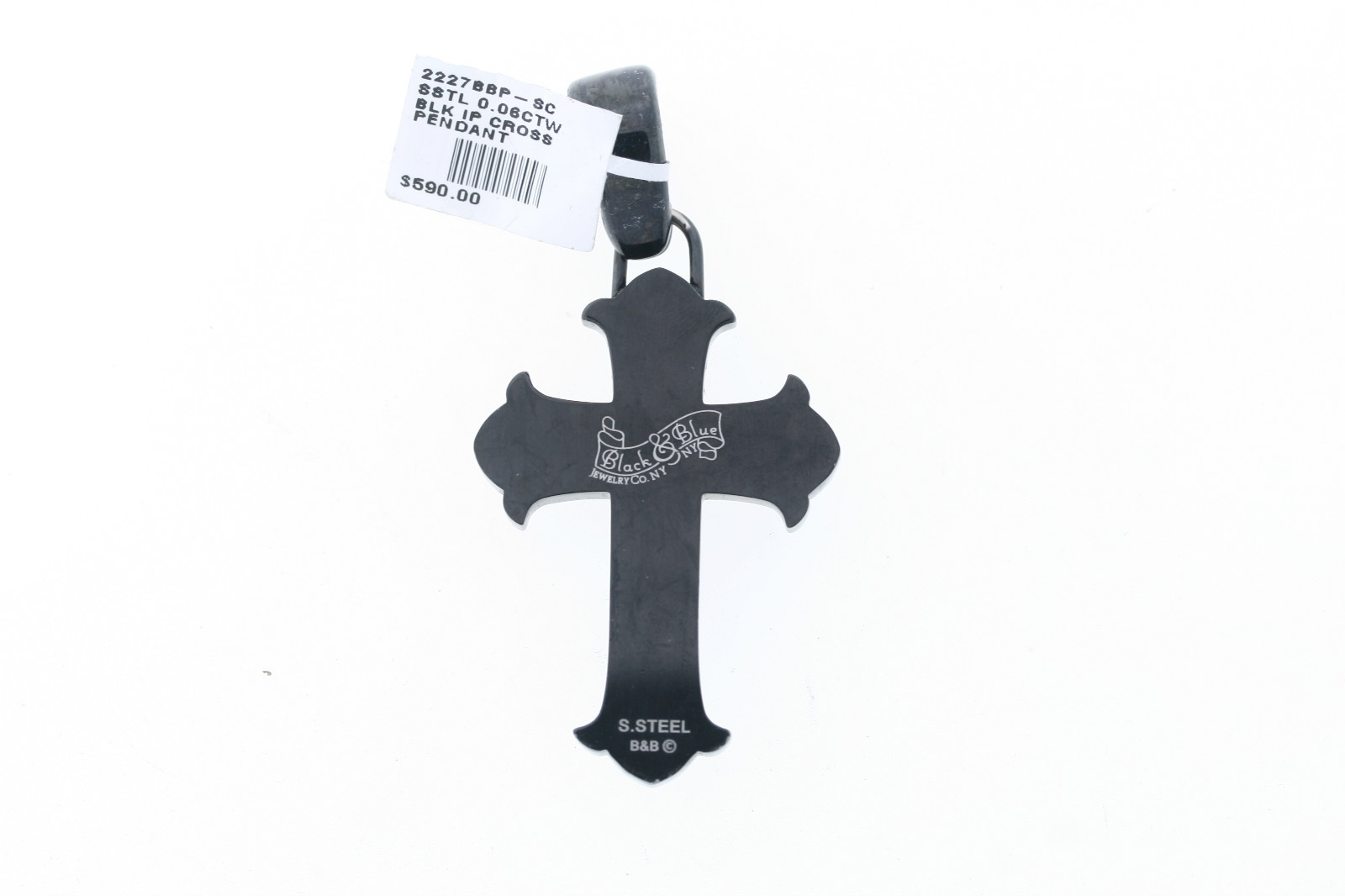 Black & Blue Jewelry Co. 2-Tone Stainless .06ctw Natural Diamond Cross Necklace