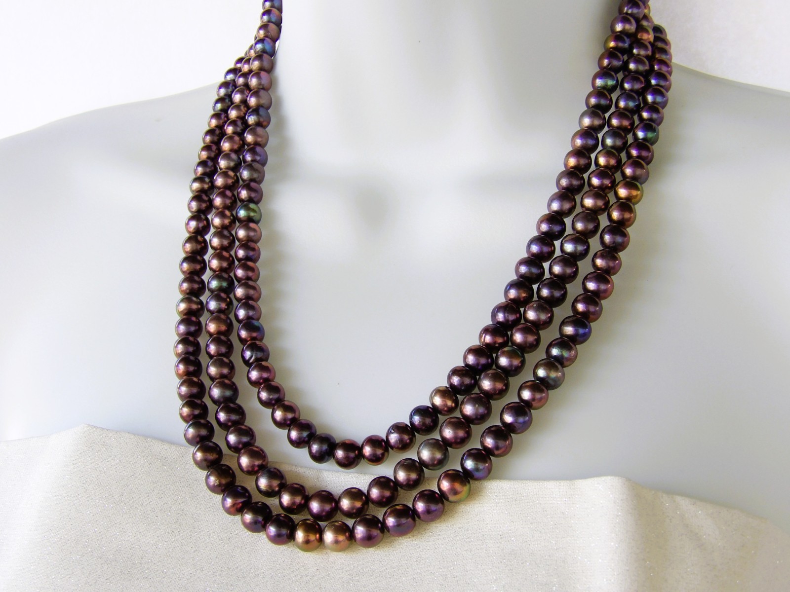 20 inches long Dark Potato Layered Genuine Freshwater Pearl Necklace NK971