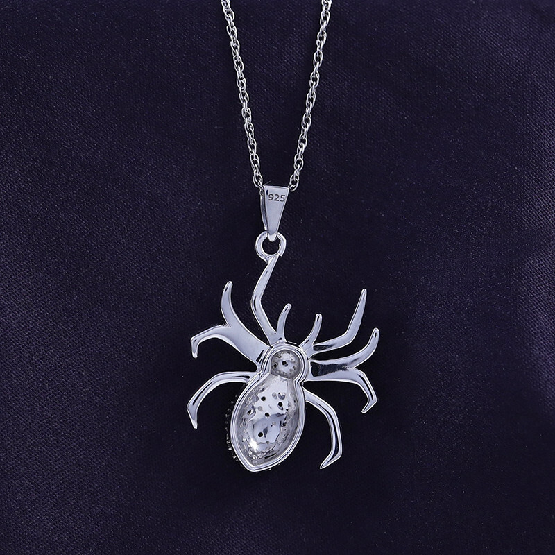 Natural Diamond Spider Pendant 18″ Necklace For Women’s in 925 Sterling Silver