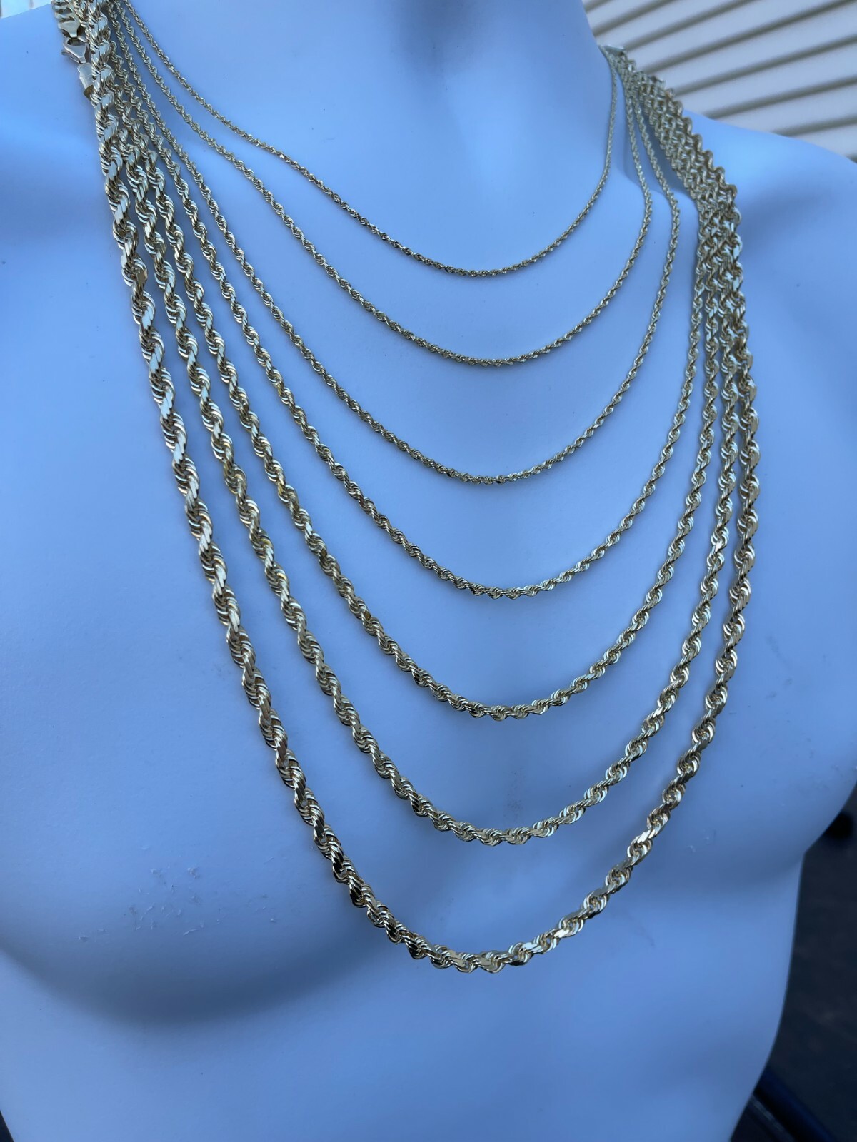 Men’s Women’s Real 14k Yellow Gold Solid Rope Chain Necklace 1.5mm-6mm