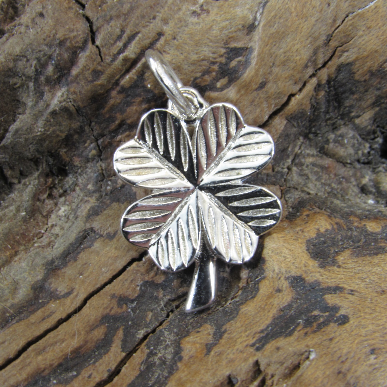Solid 925 Sterling Silver Lucky Clover, 4 Four Leaf Clover Pendant Luck Charm