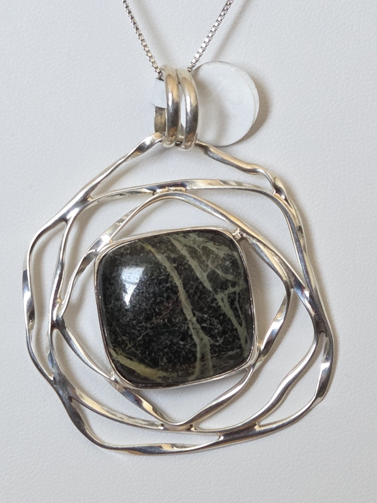 Contemporary Modern Abstract Sterling Silver 925 Pendant Picasso Jasper #005JN26