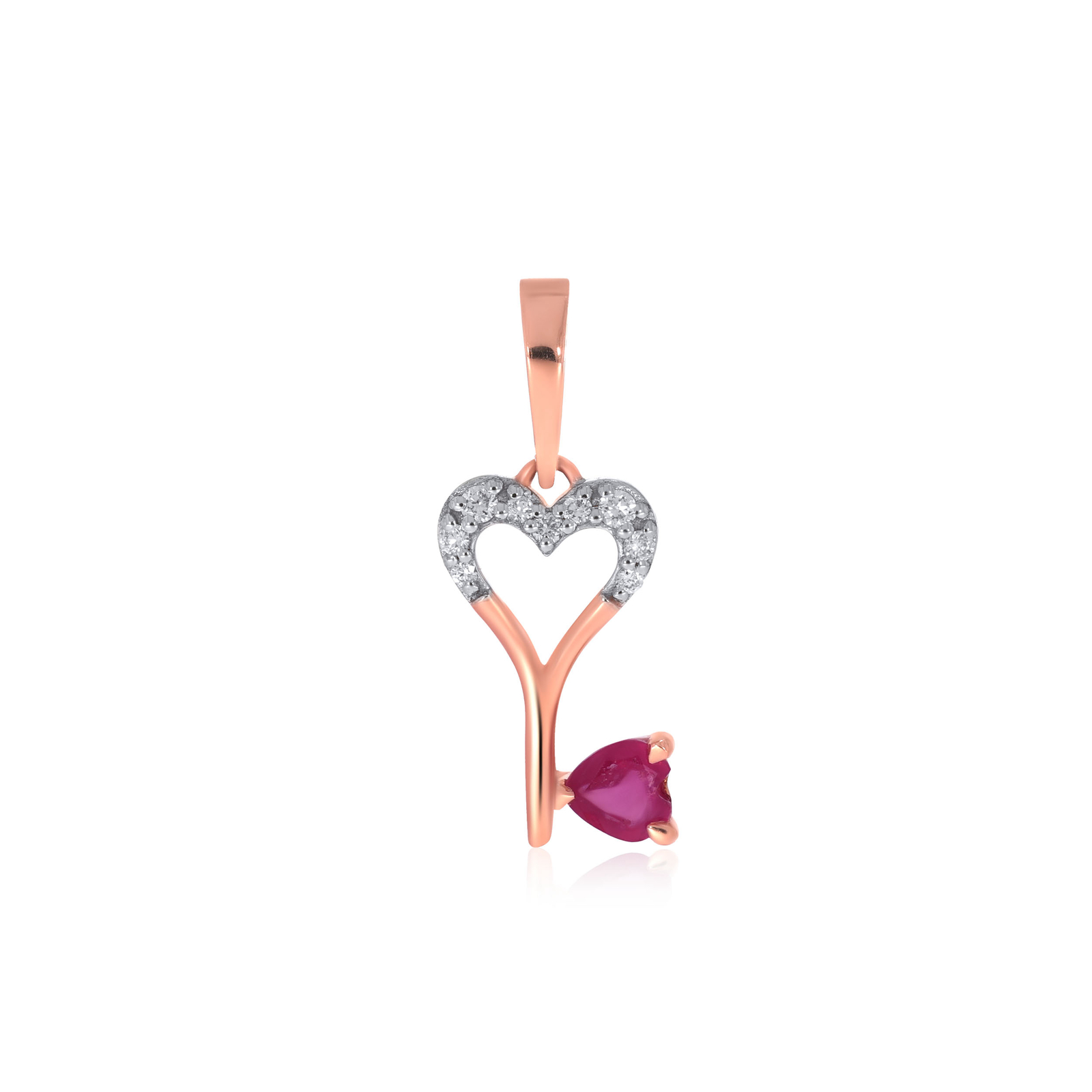0.07 Ct 14K Rose Gold Love Key Diamond Pendant Jewelry For Women By Senco Gold