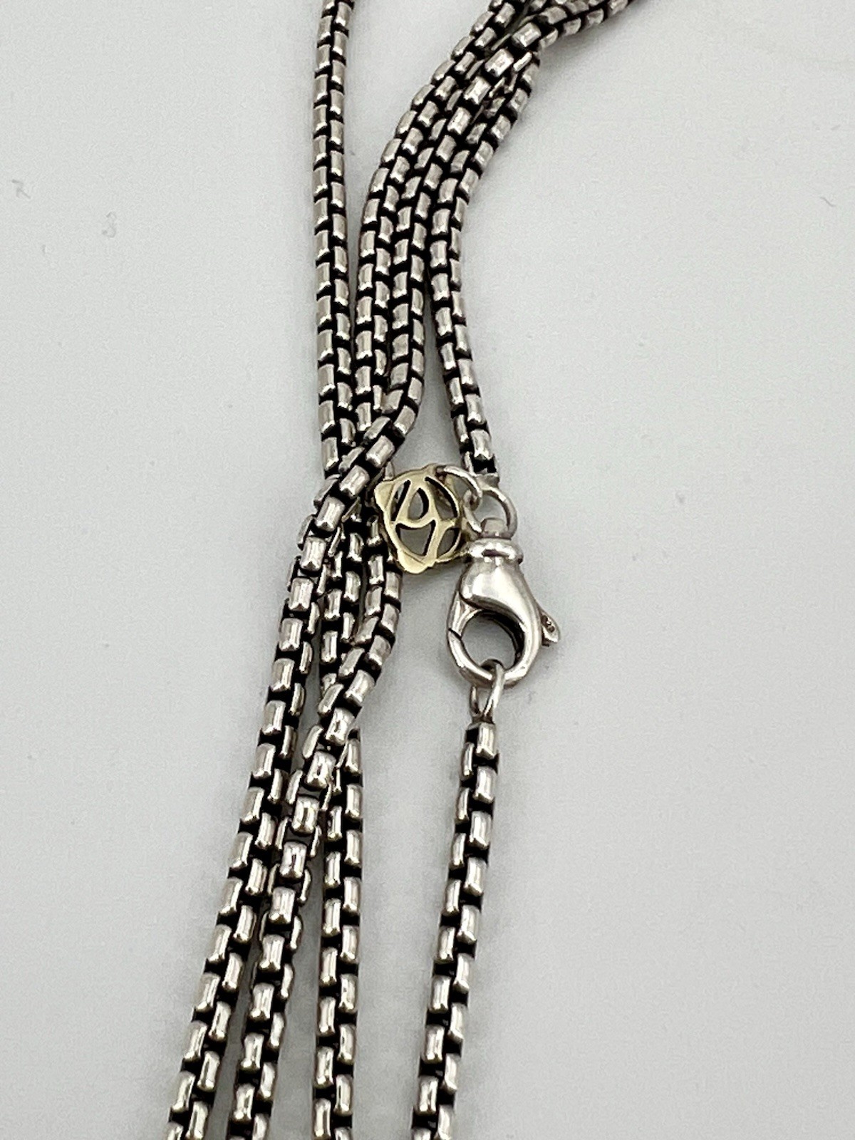 Authentic estate David Yurman 14K & sterling 2.6 mm box necklace, 72″ long chain