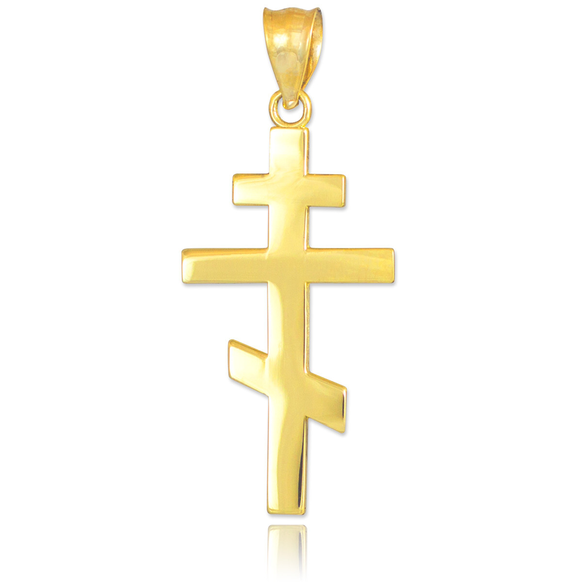 Gold Eastern Orthodox Cross Pendant Necklace (Available In Yellow/Rose/White)