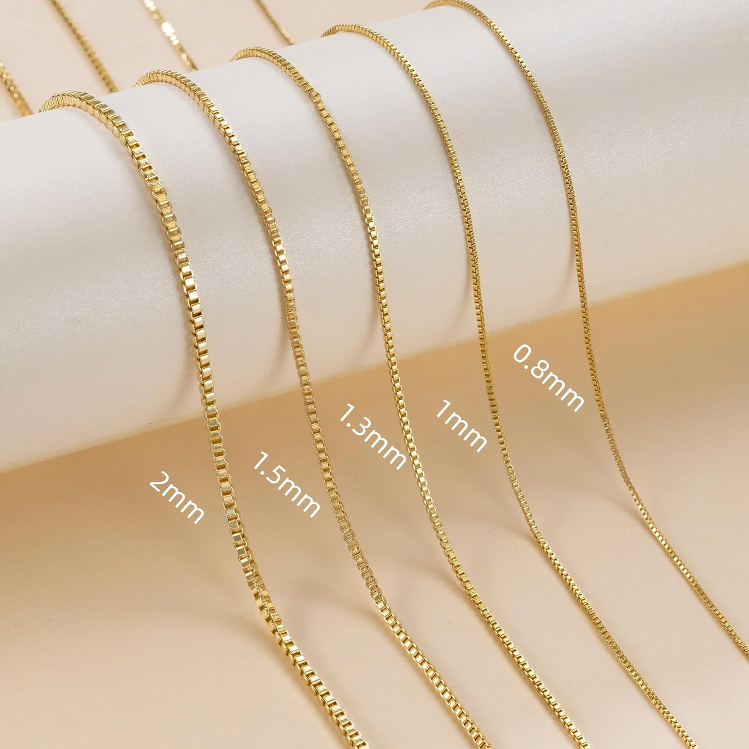 14K Gold Necklace for Women Gold Chain for Men 1mm Wide Thin Box Chain Thin N…