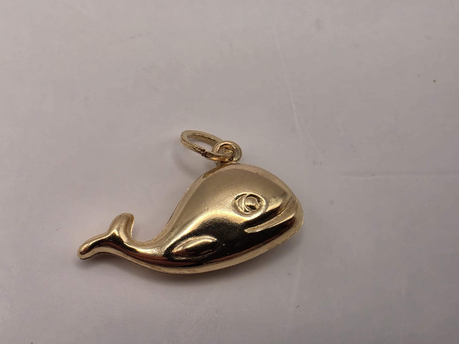 14K Yellow Gold Whale Pendant Hollow Laser Cut Sea Animal Charm Ocean Beach Naut