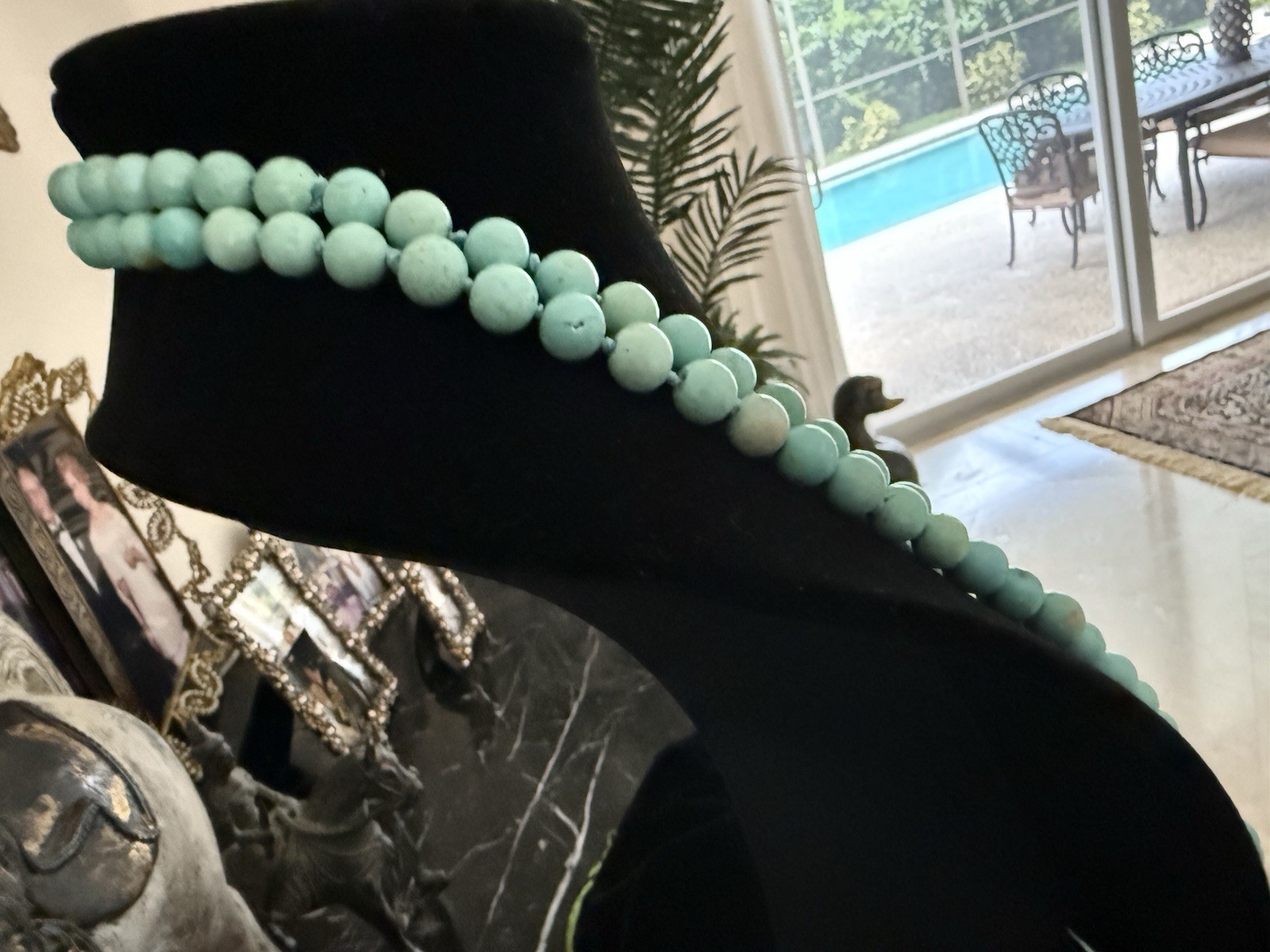 ***GORGEOUS TURQUOISE NECKLACE W/18k SMALL CHARM***