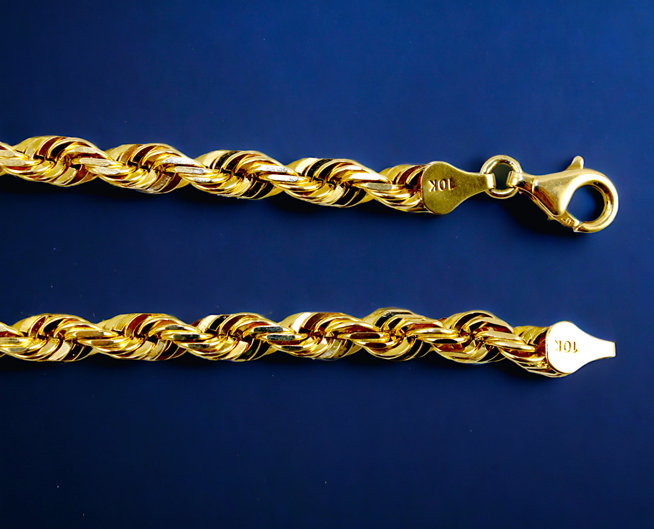 10K Yellow Gold SOLID Rope Bracelet Chain Diamond Cut Men Women 1mm-10mm 7″-9″