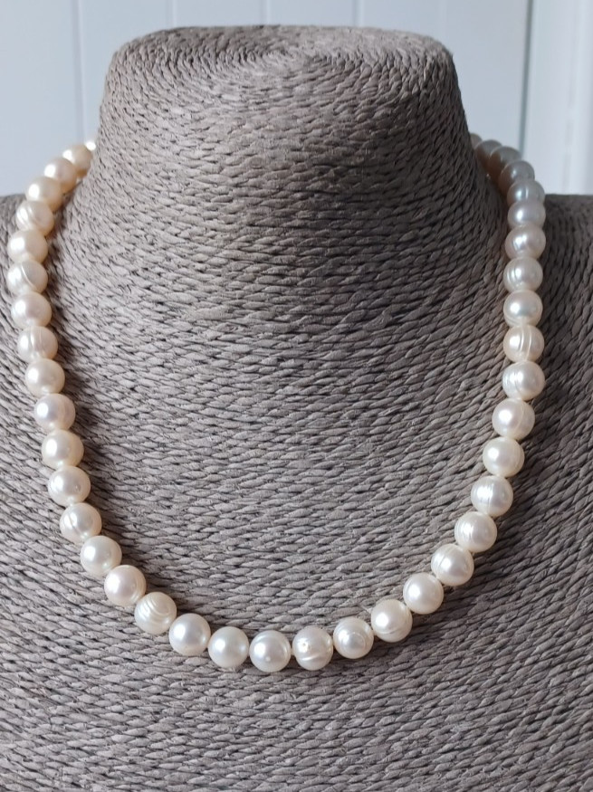 Pearl Collar Necklace Sterling Silver 925 Clasp Freshwater Pearls Signed