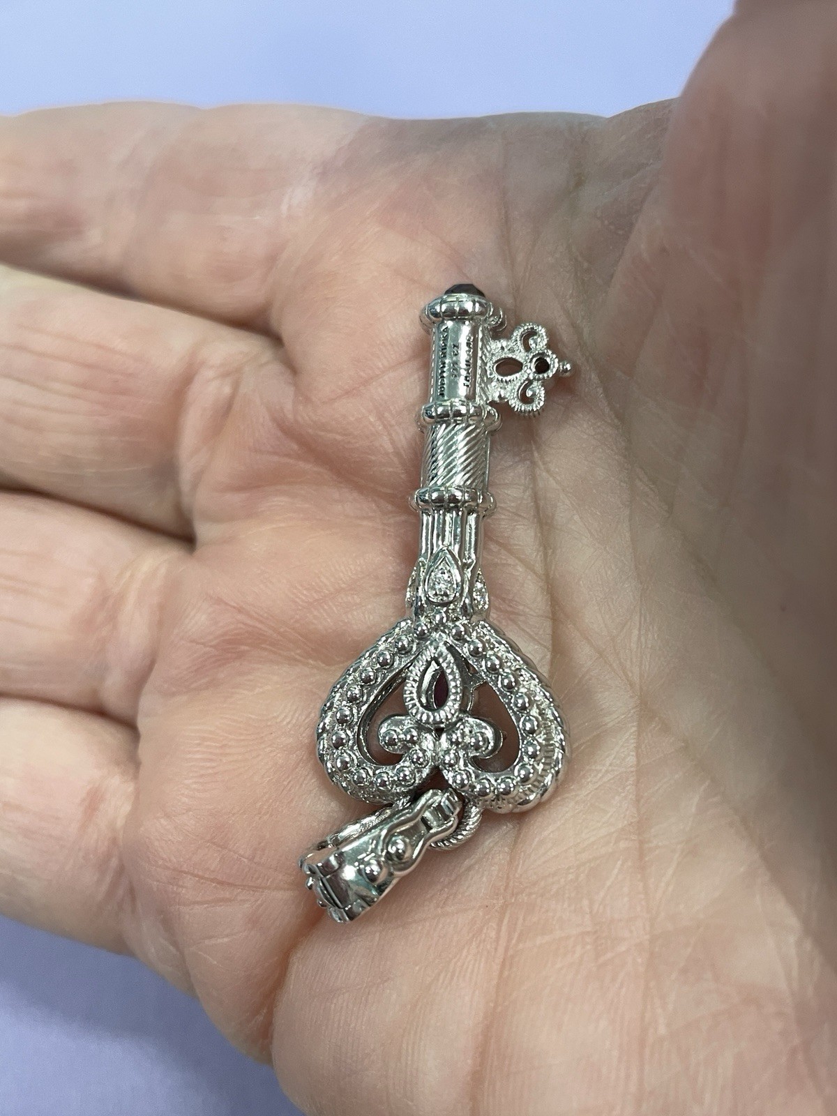 JUDITH RIPKA STERLING SILVER KEY PENDANT ENHANCER -PLEASE LOOK SO BRIGHT CZ’s!!