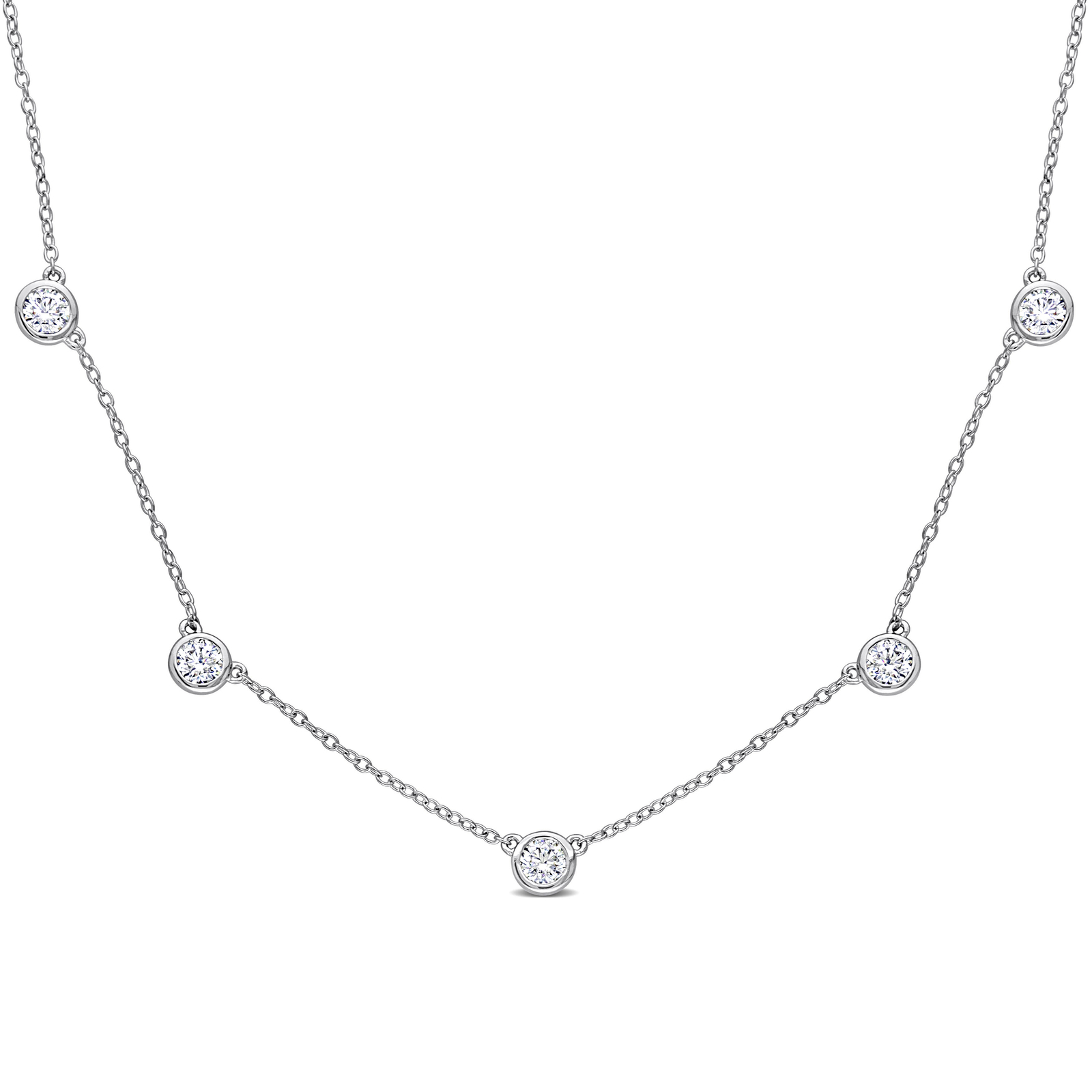 Amour Sterling Silver 2 1/4 CT DEW Created Moissanite Yard Necklace