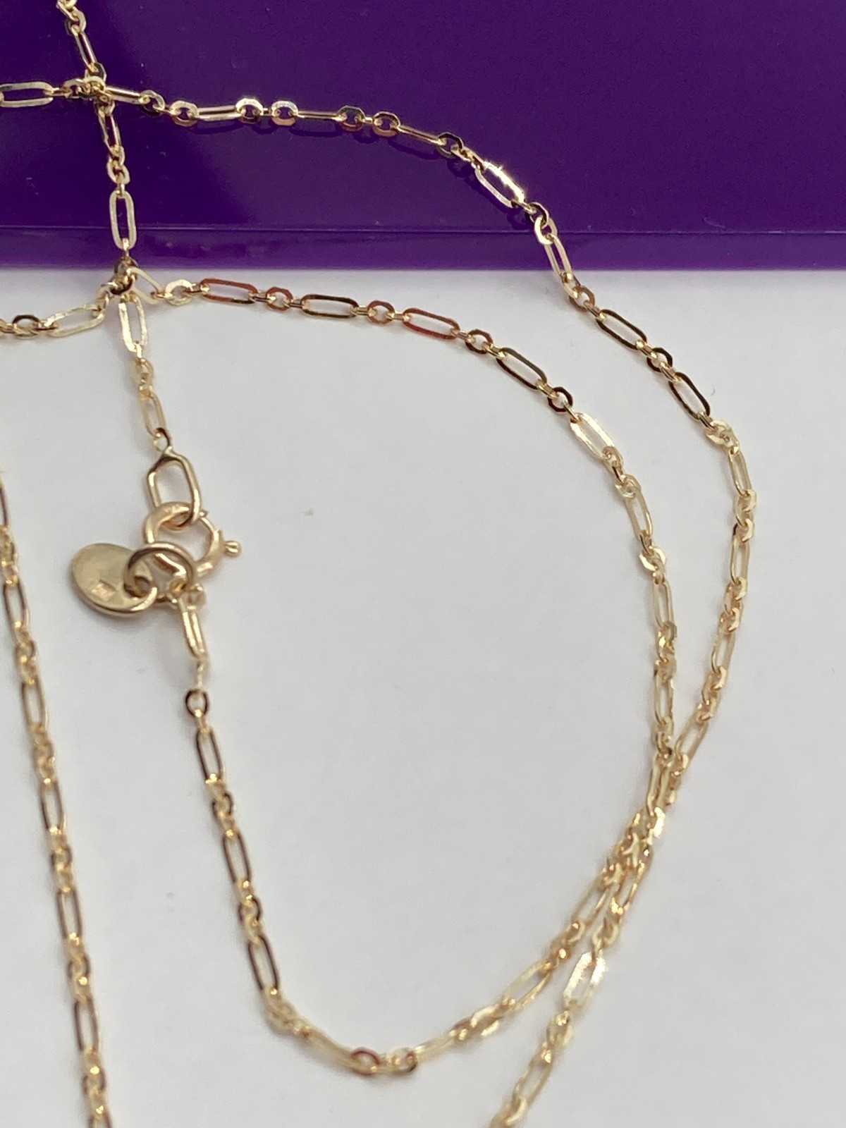 solid 10k gold paperclip Figaro chain 1.5mm necklace