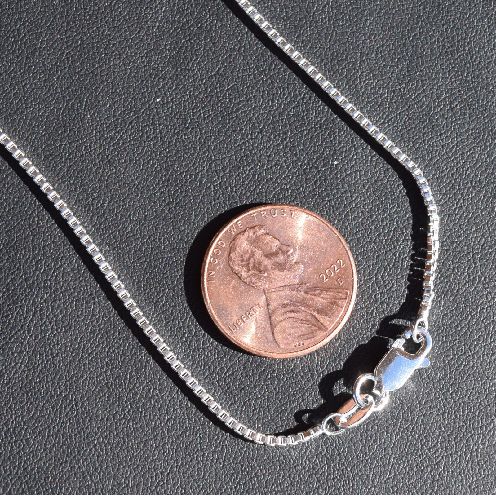 1.4mm Box Chain Italian .925 Sterling Silver Chain 16″ with Lobster Clasp