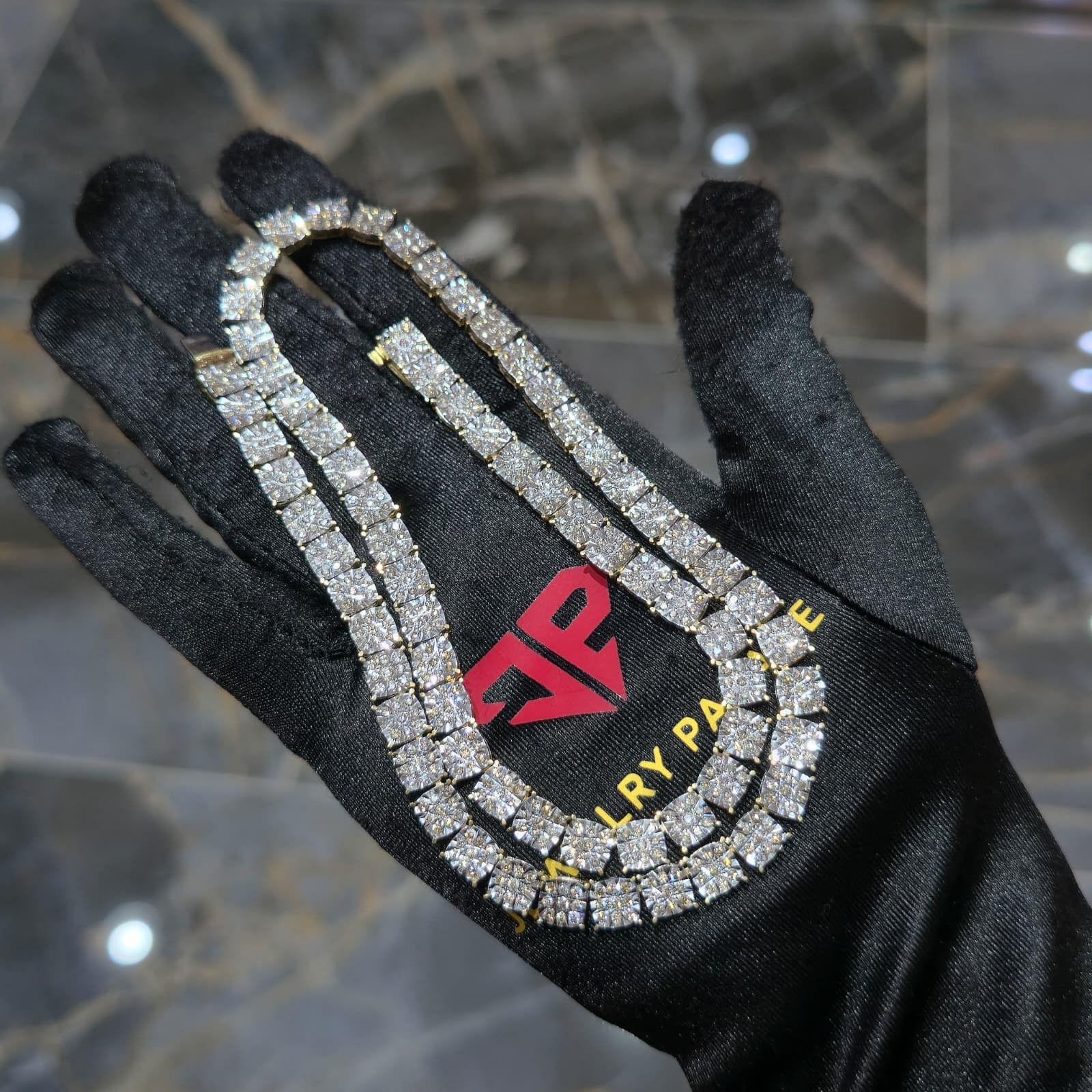 10K Yellow Gold Real Diamond Tennis Chain Necklace Mens 7.5 ctw 6.7mm 19″ GH SI