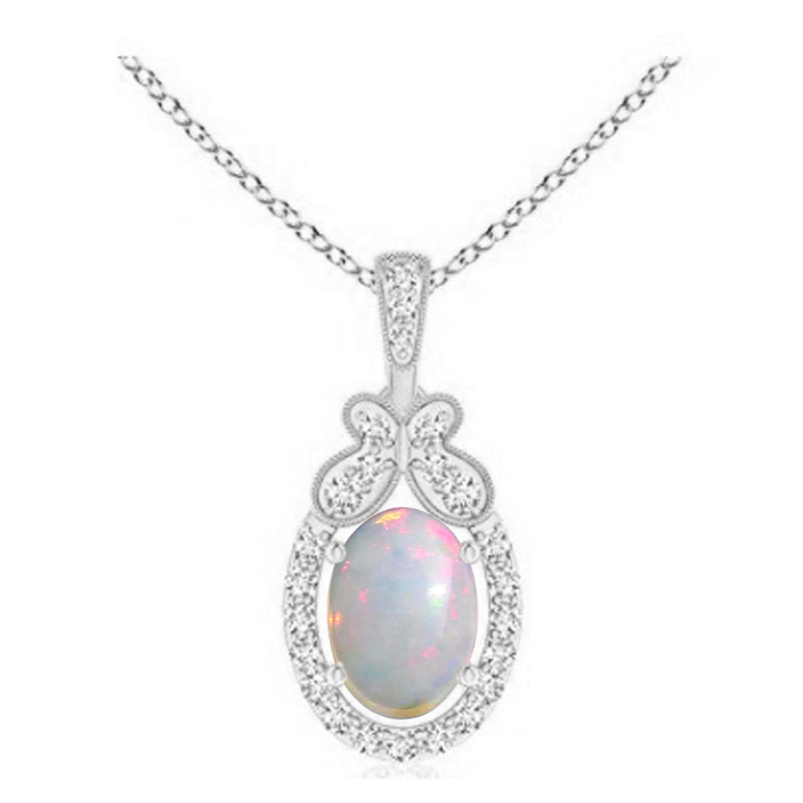 14KT Gold 1.25Ct Natural Opal IGI Certified Diamond Women’s Pendant Tariff Free