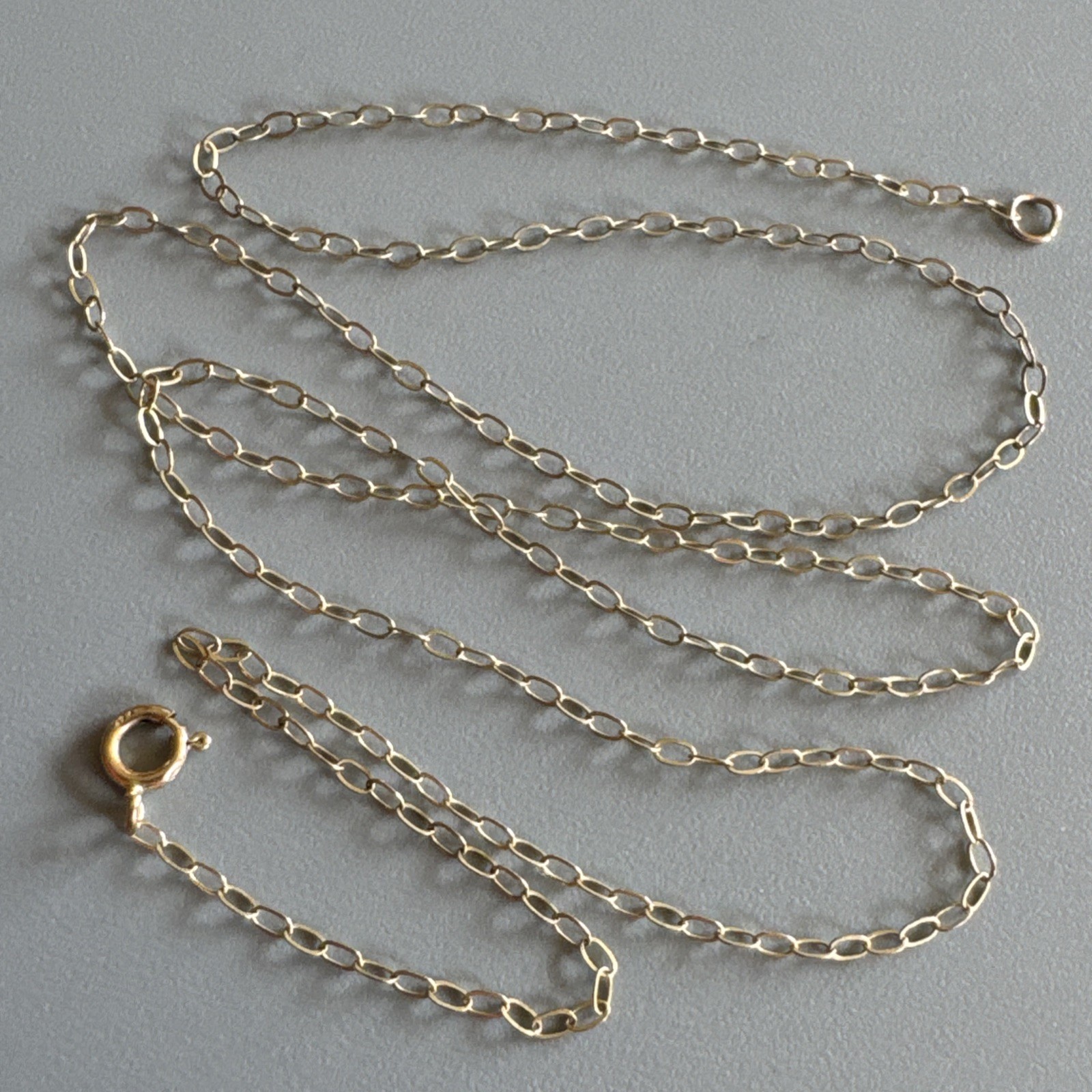 9ct Yellow Gold 375 Fine 1.3mm Oval Link Cable Chain Necklace 16” XRF Tested