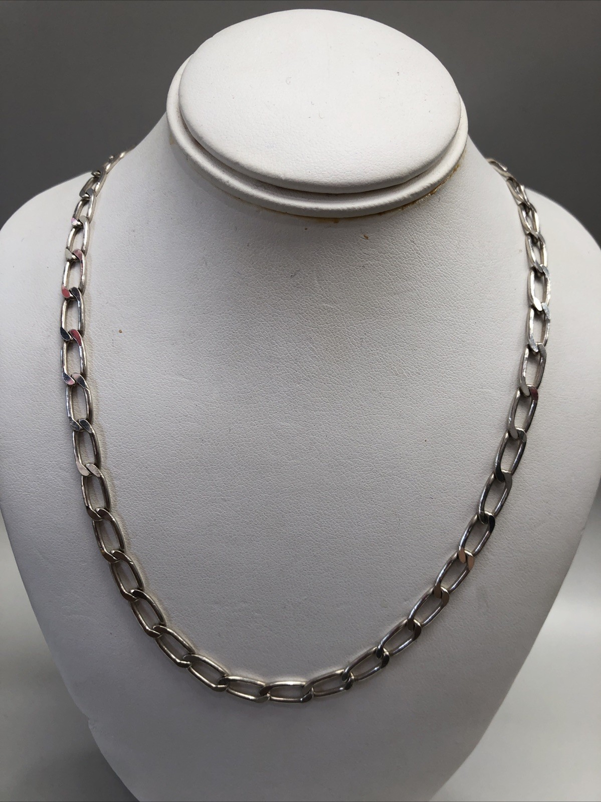 Sterling Silver .925 Paperclip Chain Necklace Italy 30” Long