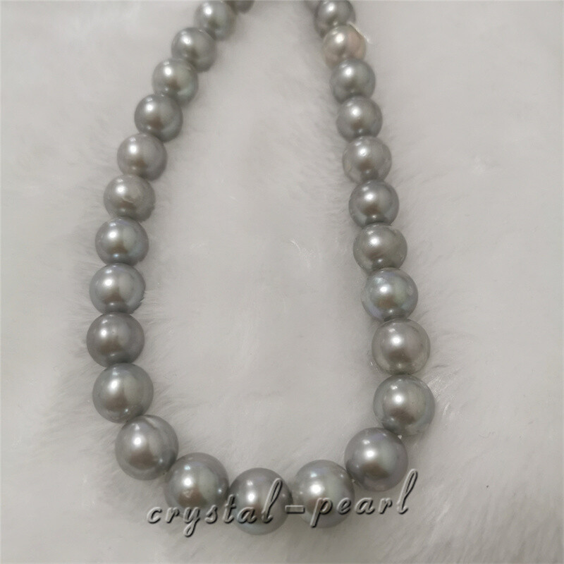 25″ 30″ GORGEOUS 9-10MM AAA+ NATURAL Gray Tahitian round PEARL NECKLACE 14K GOLD