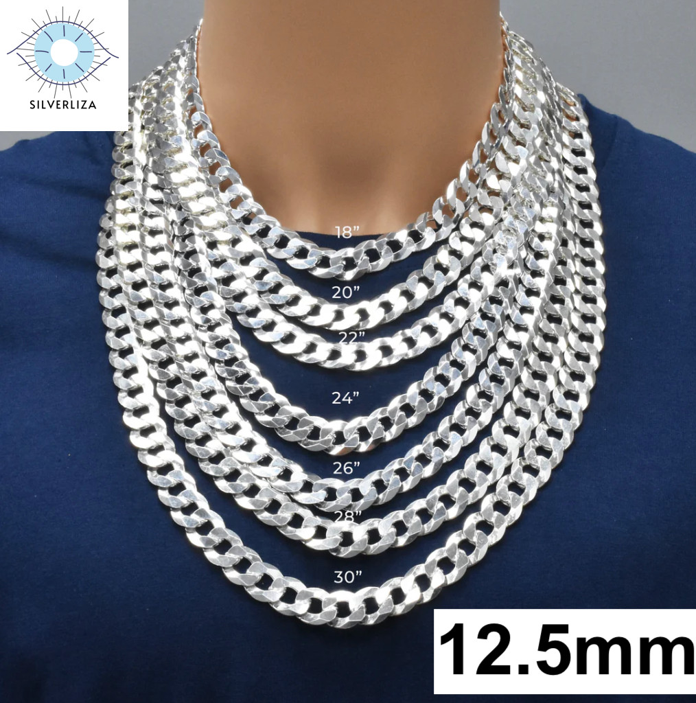 Real 925 Sterling Silver Men/women Curb Cuban chain Bracelet or Necklace Italy
