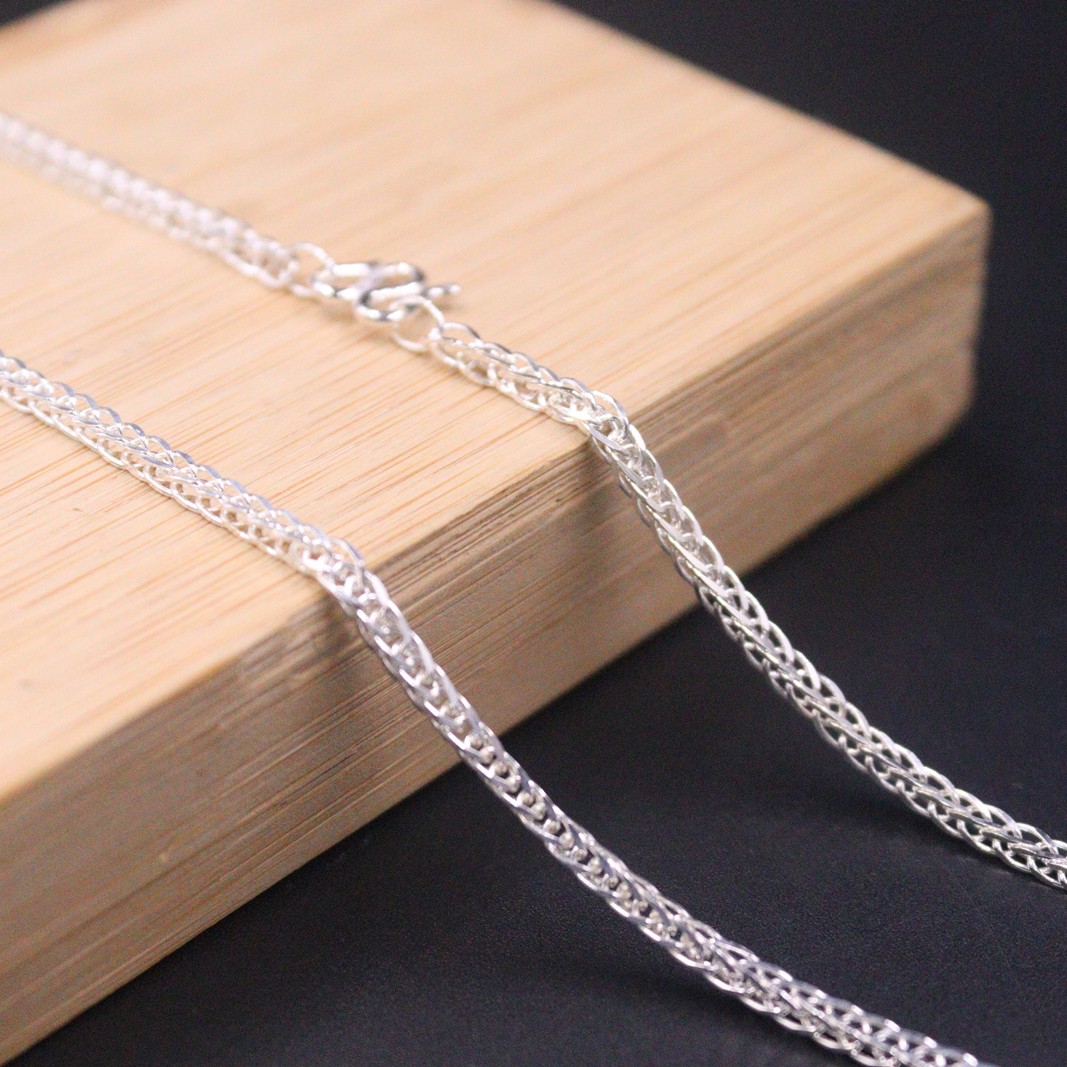 Pure Silver 999 Necklace For Women 2mm Width Wheat Link 20inch Length Chain