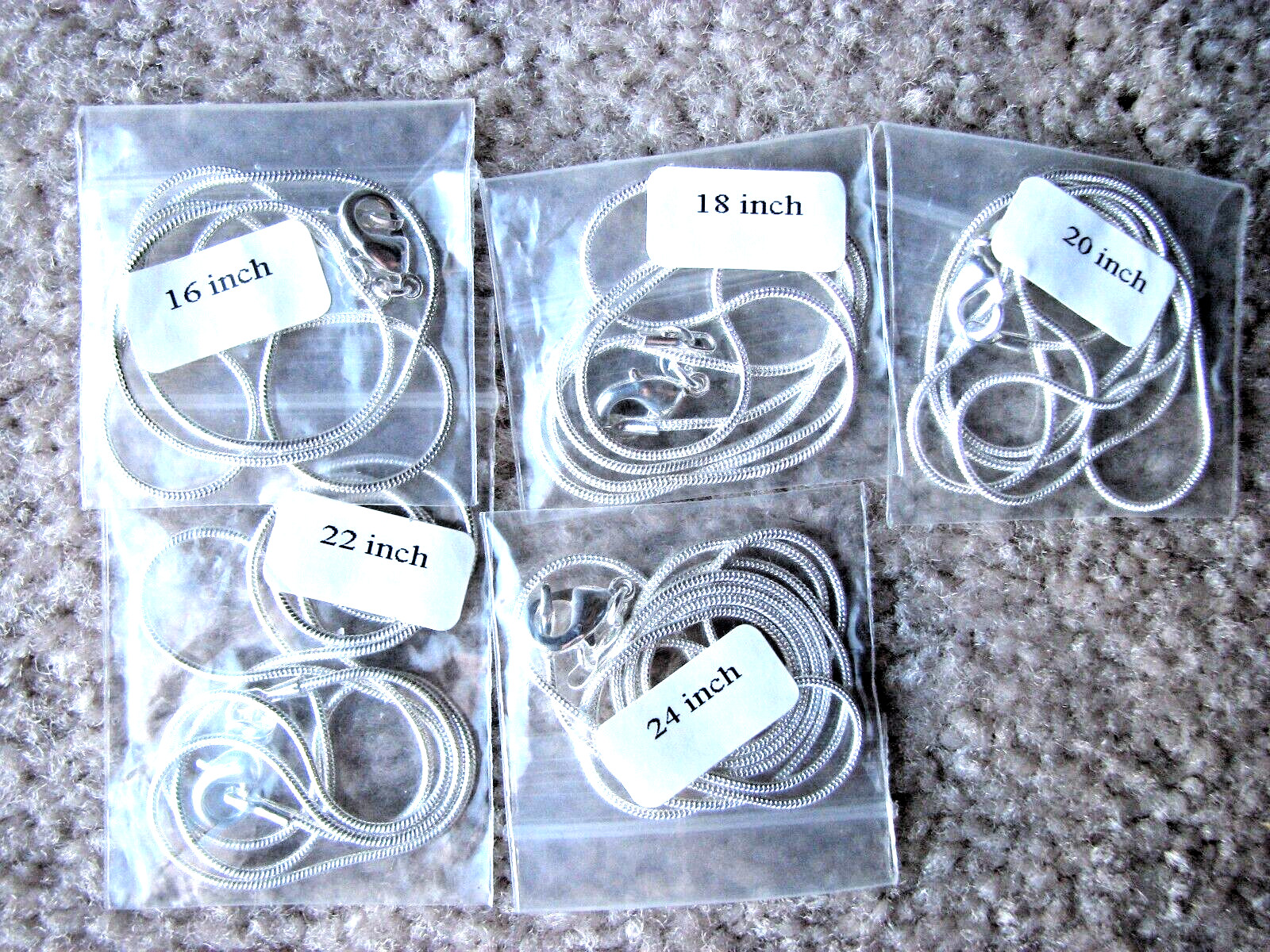 Sterling Silver .925 5 Different Length Chains 16 18 20 22 24″
