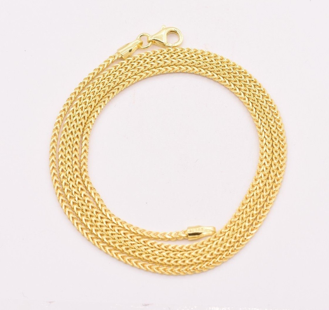 1.5mm Franco Solid Chain Necklace 14K Yellow Gold-Plated Sterling Silver 925