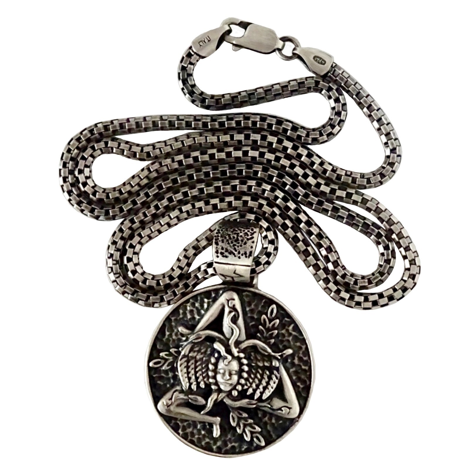 Medusa Triskelion Sterling Silver 925 Trinacria Pendant with Chain Sicilian