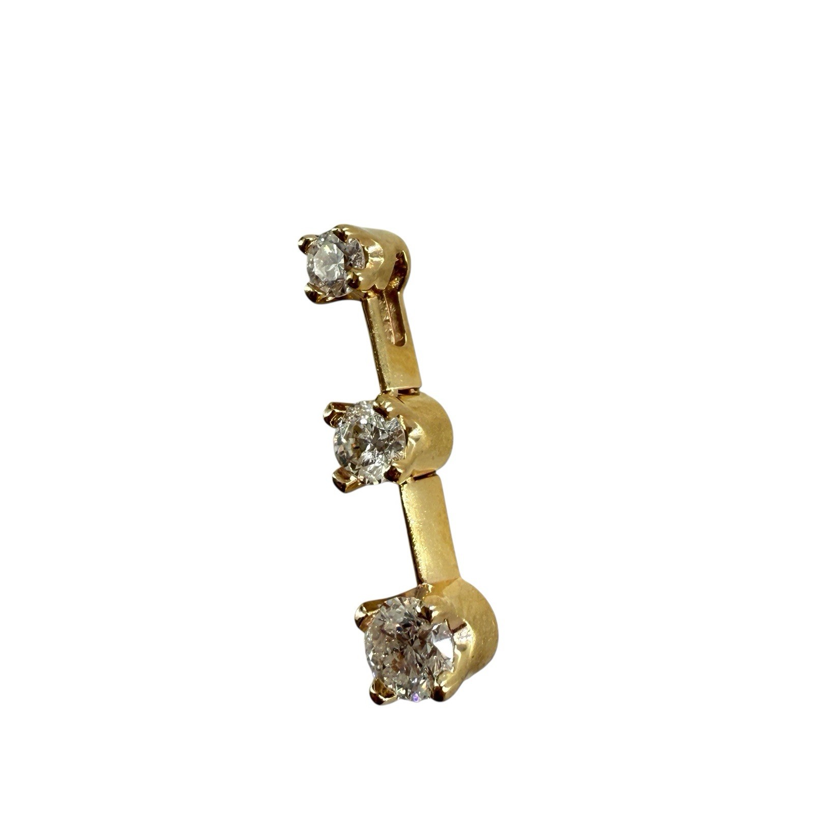 14k solid yellow gold and 3 stone diamond pendant slider approx 1/2 ctw